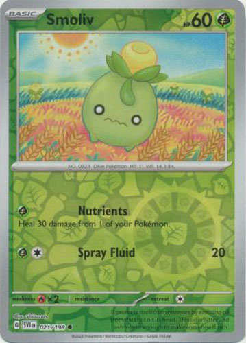 smoliv pokemon card Hand Painted | Custom pokemon SV Smoliv [Reverse Holo] #21 Prices