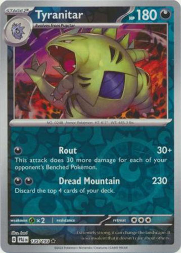 Pokemon Card - S&V: Paldea Evolved 135/193 - TYRANITAR (reverse holo):  BBToyStore.com - Toys, Plush, Trading Cards, Action Figures & Games online  retail store shop sale