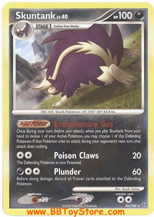 Pokemon Card - D&P: Stormfront 26/100 - SKUNTANK Lv.40 (rare)