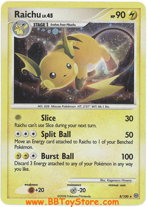 Pokemon Card - Stormfront 8/100 - RAICHU Lv.45 (holo-foil)