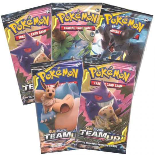 Pokemon Cards Sun Moon Team Up Booster Packs 5 Pack Lot - 