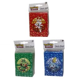 Pokemon Card Supplies - Sword/Shield Galar Starters Deck Boxes - SET OF 3 (Sobble, Grookey +1)