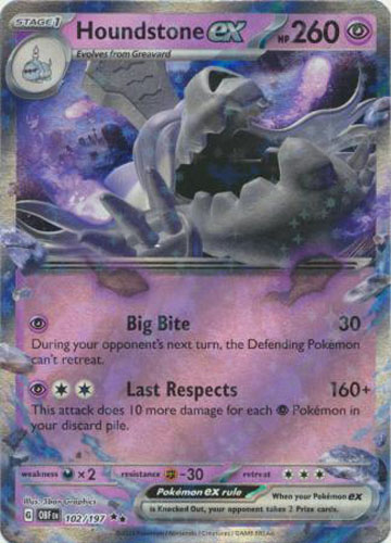 Pokemon Card - S&V: Obsidian Flames 102/197 - HOUNDSTONE EX (double rare holo-foil)