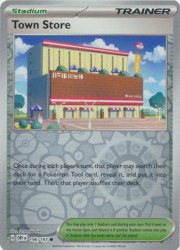 Pokemon Card - S&V: Obsidian Flames 196/197 - TOWN STORE (reverse holo): BBToyStore.com - Toys, Plush, Trading Cards, Action Figures & Games online retail store shop sale Pokemon Card - S&V: Obsidian Flames 196/197 - TOWN STORE (reverse holo): BBToyStore.com - Toys, Plush, Trading Cards, Action Figures & Games online retail store shop sale