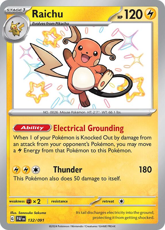 Pokemon Card - S&V: Paldean Fates 132/091 - RAICHU (shiny rare)