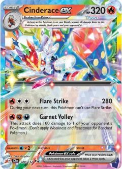 Pokemon Card - S&V: Stellar Crown 028/142 - CINDERACE EX (double rare)