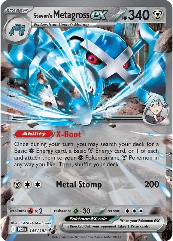 Pokemon Card - S&V: Destined Rivals 145/182 - STEVEN'S METAGROSS EX (double rare holo)