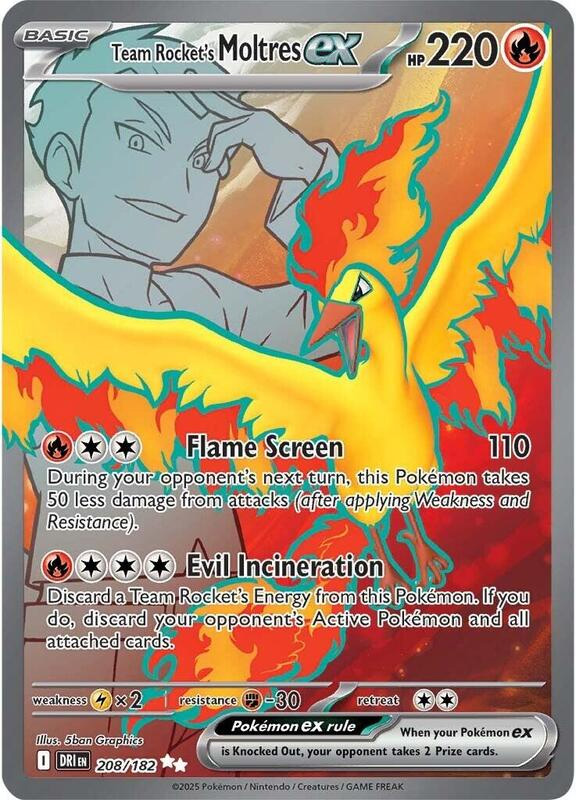 Pokemon Card - S&V: Destined Rivals 208/182 - TEAM ROCKET'S MOLTRES EX (ultra rare holo)