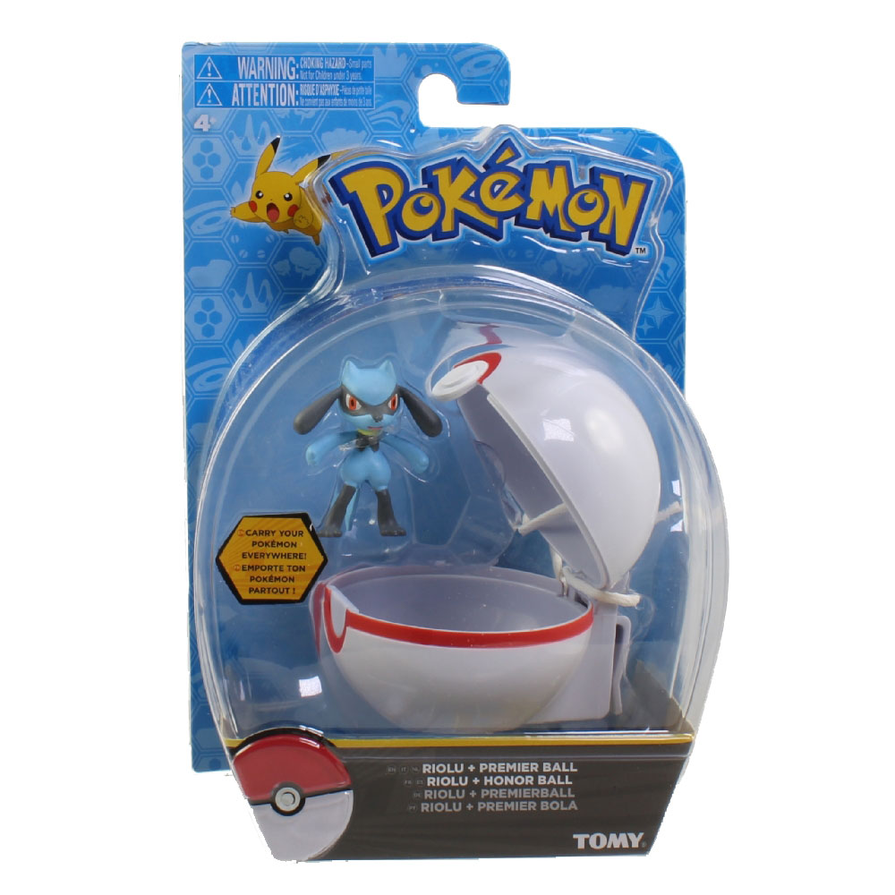 Pokemon Tomy Clip 'N' Carry Pokeball with Figure - RIOLU with Premier Ball (2 inch)