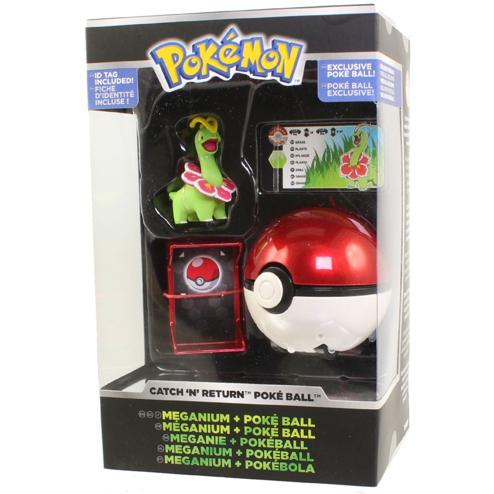 Pokemon Tomy Trainer's Choice - Catch 'N' Return Pokeball with Figure - MEGANIUM (2 inch)