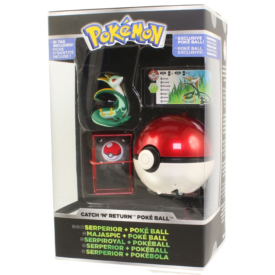 Pokemon Tomy Trainer's Choice - Catch 'N' Return Pokeball with Figure - SERPERIOR (2 inch)