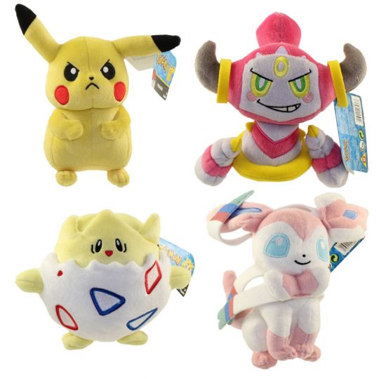 pokemon tomy plush set of 4 pikachu hoopa togepi sylveon 8