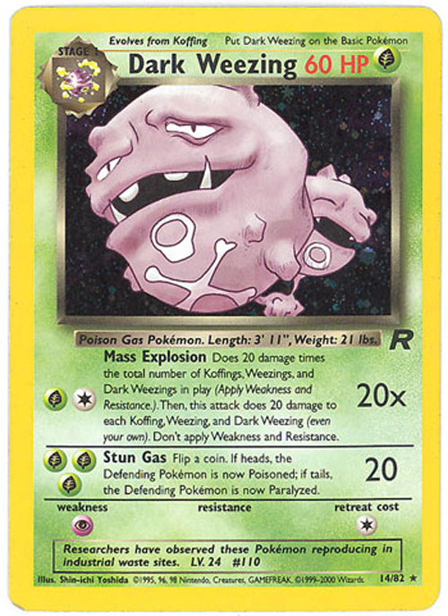 Pokemon Card - Team Rocket 14/82 - DARK WEEZING (holo-foil) *Played*