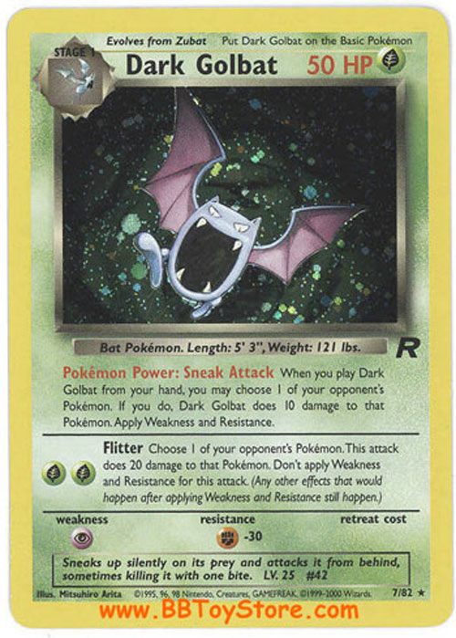 Pokemon Card - Team Rocket 7/82 - DARK GOLBAT (holo-foil)