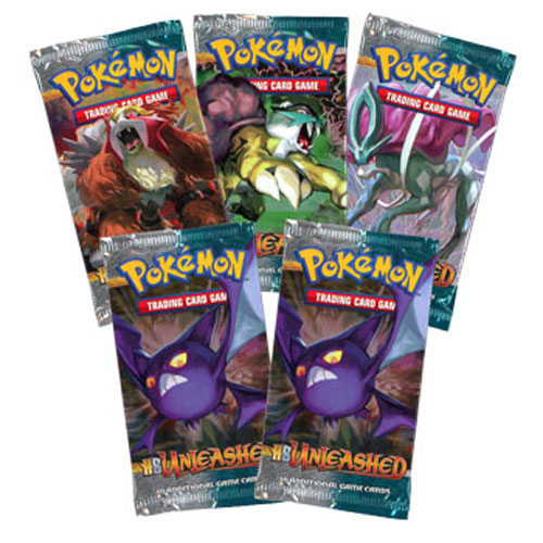 Pokemon Cards - HS UNLEASHED - Booster Packs (5 pack lot)