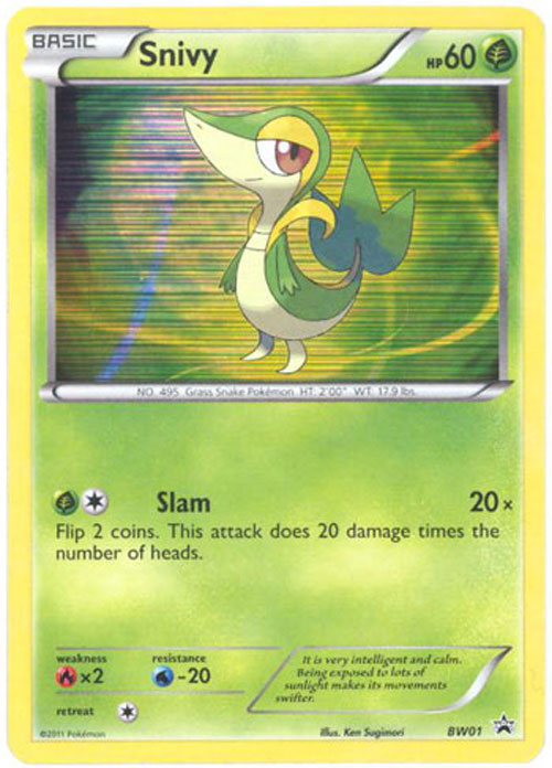 Pokemon Card Promo #BW01 - SNIVY (holo-foil)