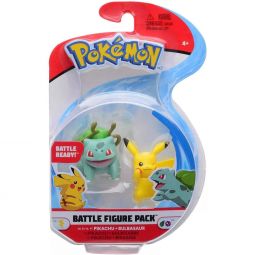 Wicked Cool Toys - Pokemon Articulated Battle Figures 2-Pack - PIKACHU & BULBASAUR (1.5 inch)