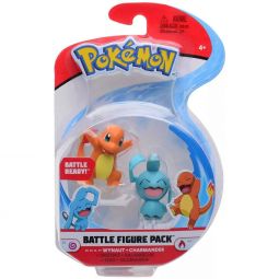 Wicked Cool Toys - Pokemon Articulated Battle Figures 2-Pack - WYNAUT & CHARMANDER (1.5 inch)