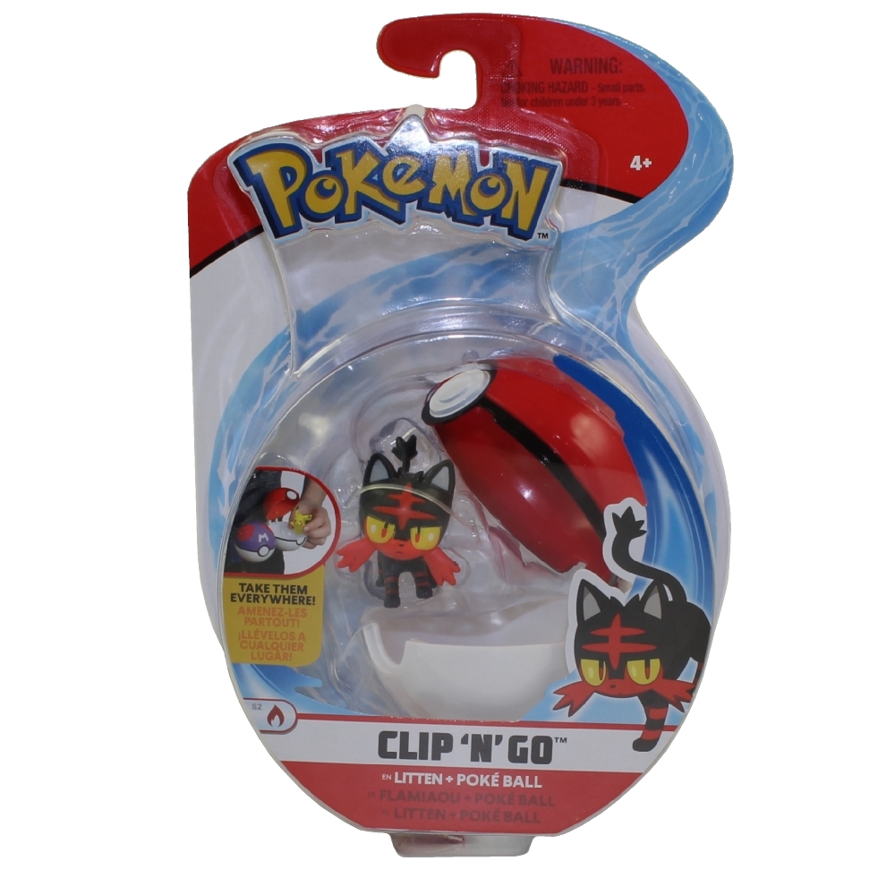 Wicked Cool Toys - Pokemon Clip 'N' Go S2 Poke Ball & Figure - LITTEN w/ Poke Ball (3 inch)