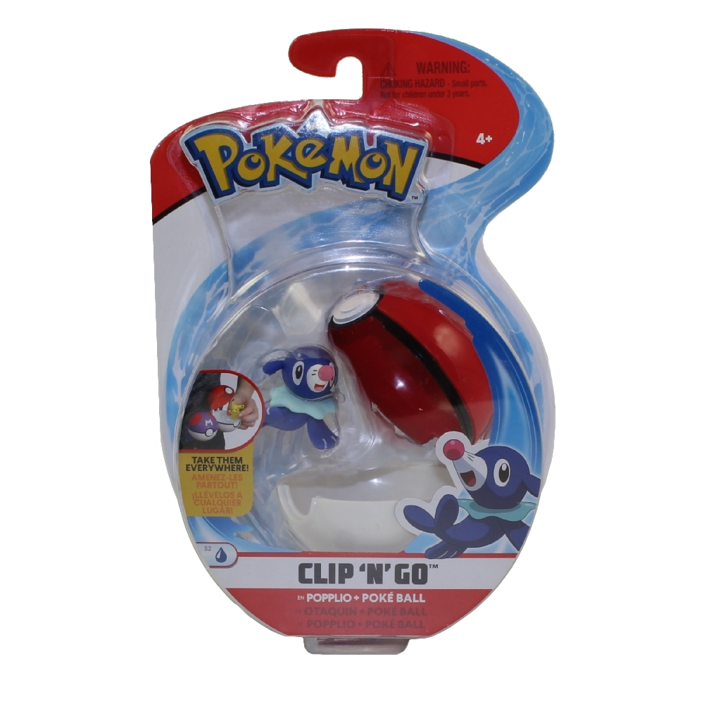 Wicked Cool Toys - Pokemon Clip 'N' Go S2 Poke Ball & Figure - POPPLIO w/ Poke Ball (3 inch)