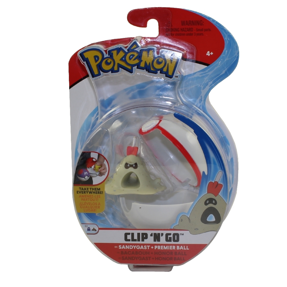 Wicked Cool Toys - Pokemon Clip 'N' Go S2 Poke Ball & Figure - SANDYGAST w/ Premier Ball (3 inch)