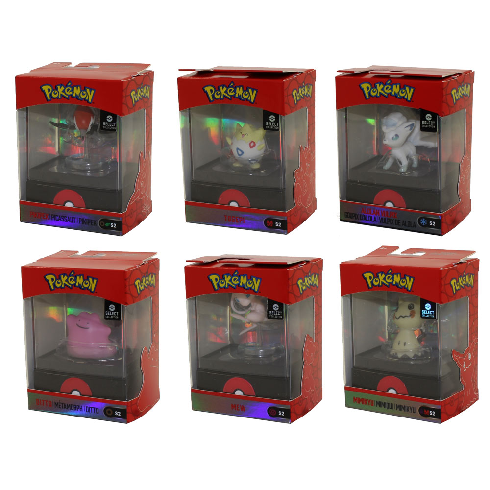 Wicked Cool Toys - Pokemon Select Collection S2 Figures - SET OF 6 (Ditto, Togepi, Mew +3)(2 inch)