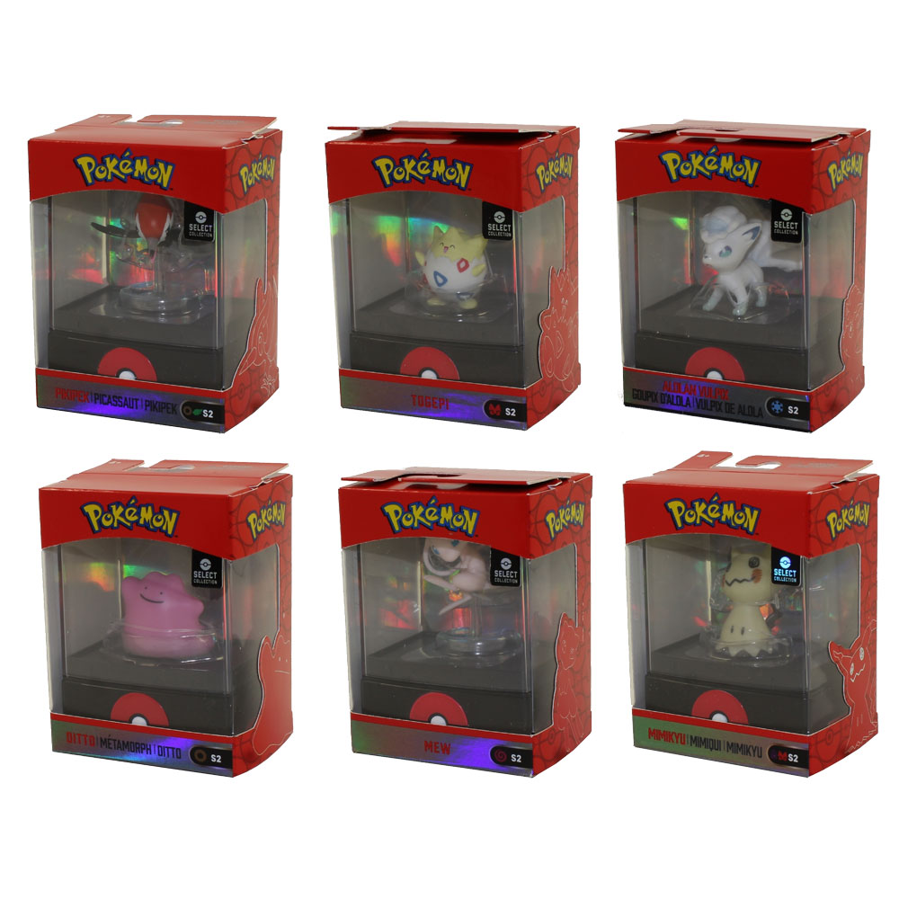 Wicked Cool Toys - Pokemon Select Collection S2 Figures - SET OF 6 (Ditto, Togepi, Mew +3) (2 inch)