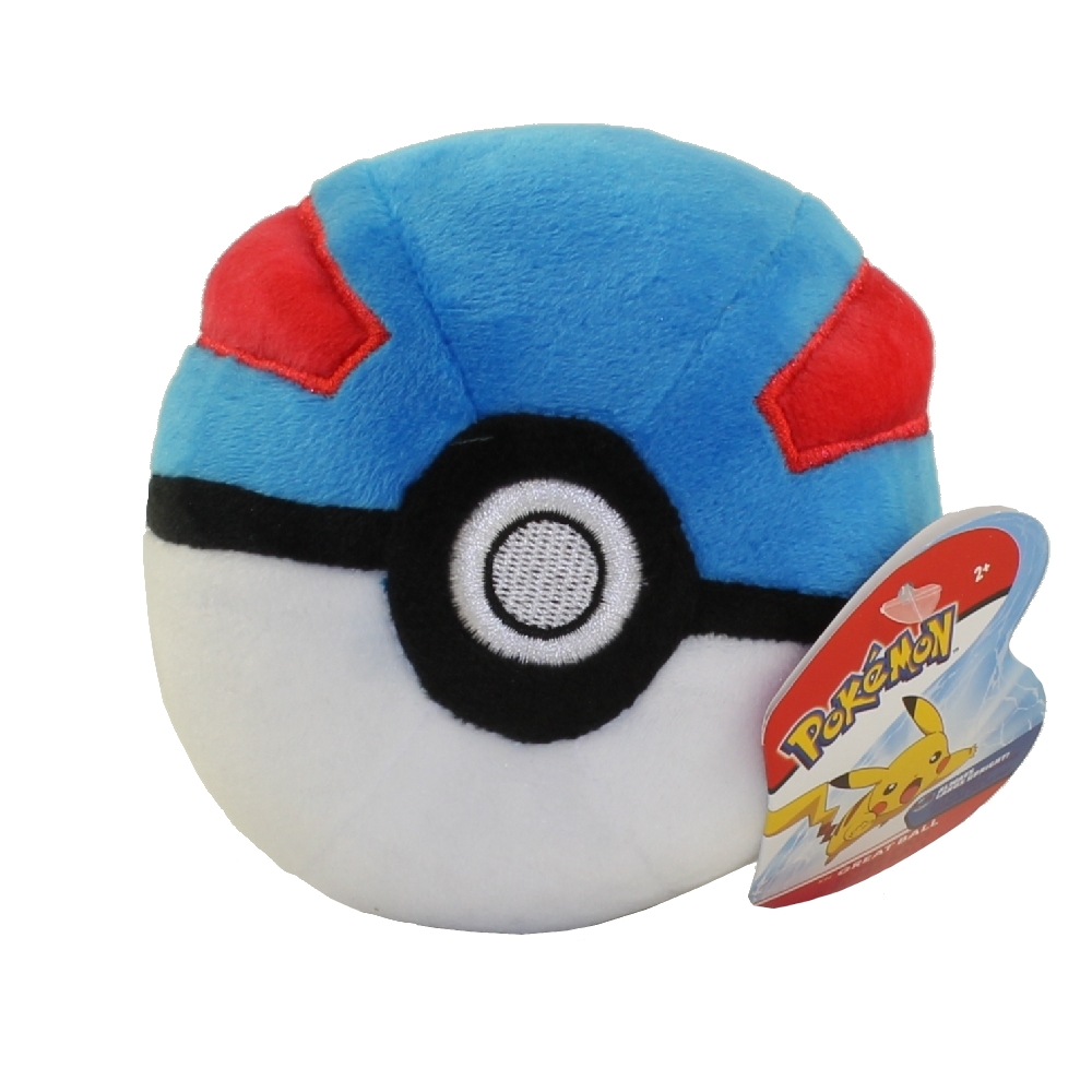Wicked Cool Toys - Pokemon Plush Poke Balls - GREAT BALL (4 inch)