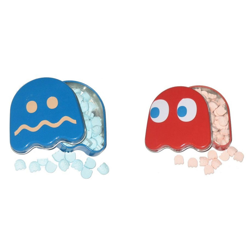 Boston America - Sour Candy Tins - Pac-Man SET OF 2 GHOSTS (Red Cherry & Blue Raspberry)
