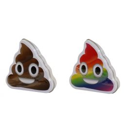 Boston America - Emoticon Candy Tins - SET OF 2 POOP EMOJIS (Brown & Rainbow)(Vanilla Flavored Candy