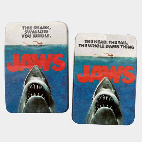 Boston America - Jaws Candy Tins - SET OF 2 STYLES (Sour Cherry Shark Teeth Candies)