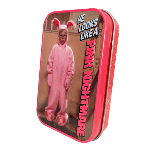 Boston America - Mints Tin - HE LOOKS LIKE A PINK NIGHTMARE (A Christmas Story)(Pink Bunny Mints)