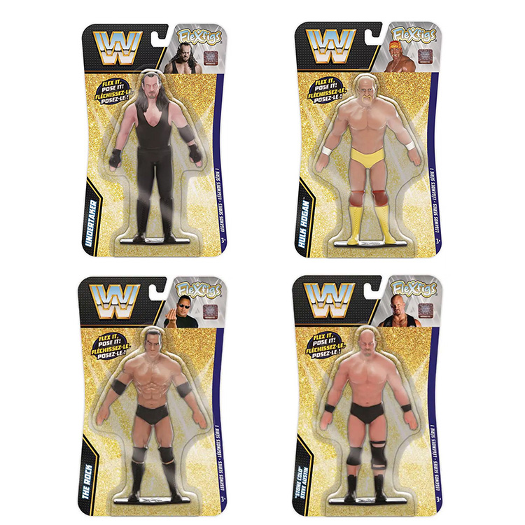 FleXfigs WWE Legends Series 1 Action Figures - SET OF 4 (Hogan, The Rock, Stone Cold +1)[5.5 inch]