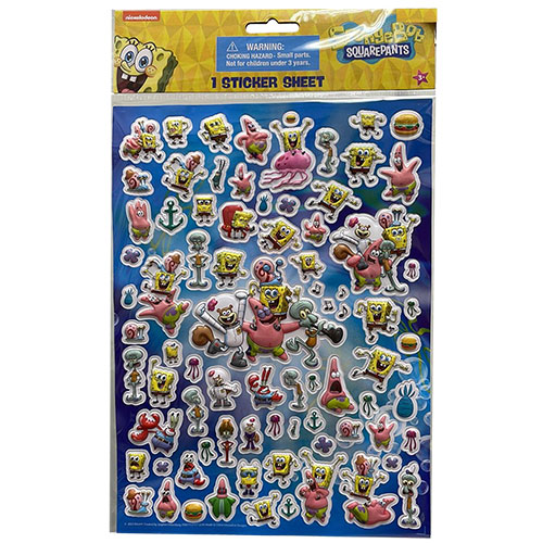 Innovative Designs - Spongebob Squarepants - RAISED 3D STICKER SHEET (1 Sheet)