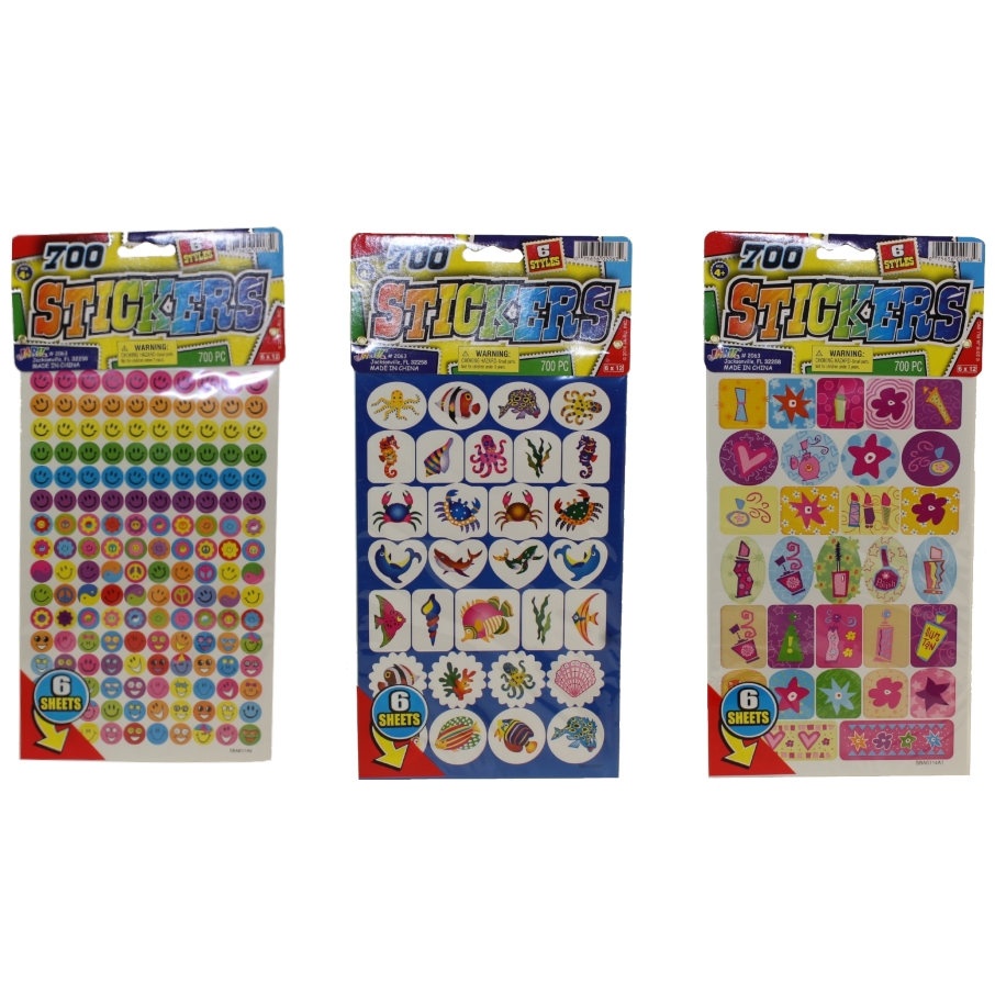 JA-RU Inc. Toys - STICKER SHEETS (Set of 3 - 2100 Stickers Total) #2063 ...