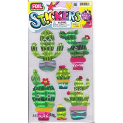 JA-RU Inc. Toys - Foil Stickers with Wiggly Eyes - CACTUS CRAZE (1 Sheet) #2069