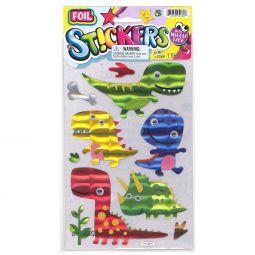 JA-RU Inc. Toys - Foil Stickers with Wiggly Eyes - DINO DUDES (1 Sheet) #2069