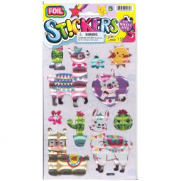 JA-RU Inc. Toys - Foil Stickers with Wiggly Eyes - LLAMA LOVE (1 Sheet) #2069