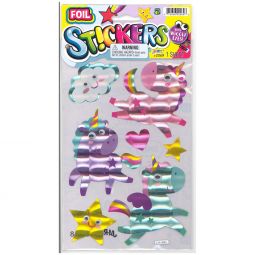 JA-RU Inc. Toys - Foil Stickers with Wiggly Eyes - UNICORN SKIES (1 Sheet) #2069