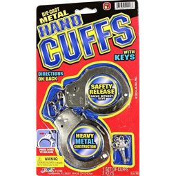 JA-RU Inc. Toys - Diecast Metal HAND CUFFS with 2 Keys #2158