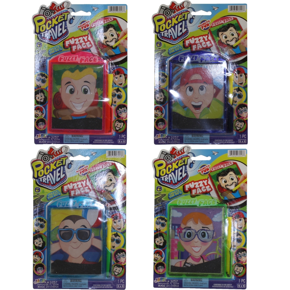 JA-RU Inc. Toys - Pocket Travel - FUZZY FACES (Set of 4 Faces - Magnetic Fun!) #3257