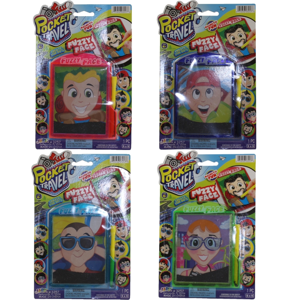 JA-RU Inc. Toys - Pocket Travel - FUZZY FACES (Set of 4 Faces - Magnetic Fun!) #3257