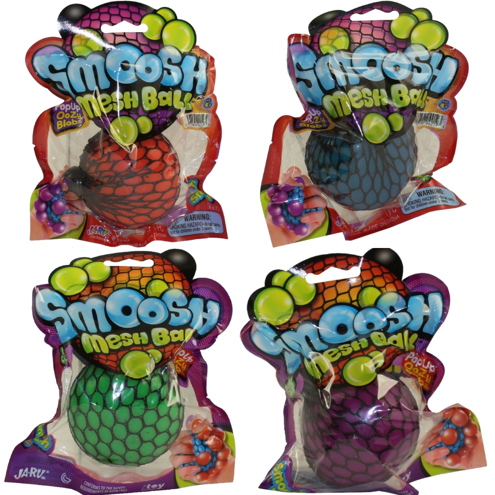 JA-RU Inc. Toys - SMOOSH MESH BALLS (Set of 4 Colors - Green, Red, Blue & Purple) #4219
