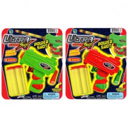 JA-RU Inc. Toys - Mad Lab - SET OF 2 ULTRA FOAM POWER SHOTS (Orange & Green)(5 Darts Included) #5483