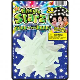 JA-RU Inc. Toys - Stick On Glow in the Dark NITEGLO STARZ & MOON (20 Pieces) #56