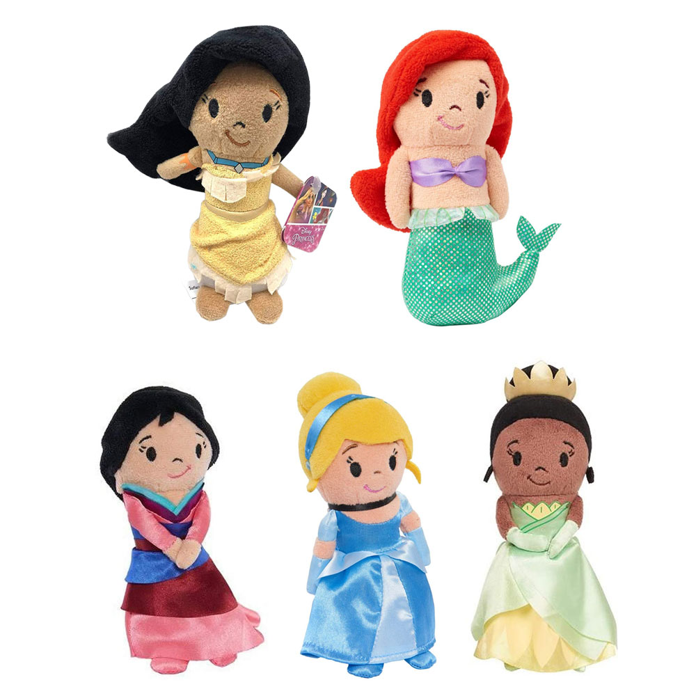 Just Play - Disney Princess Bean Plushes - SET OF 5 (Mulan, Ariel, Tiana Cinderella & Pocahontas)