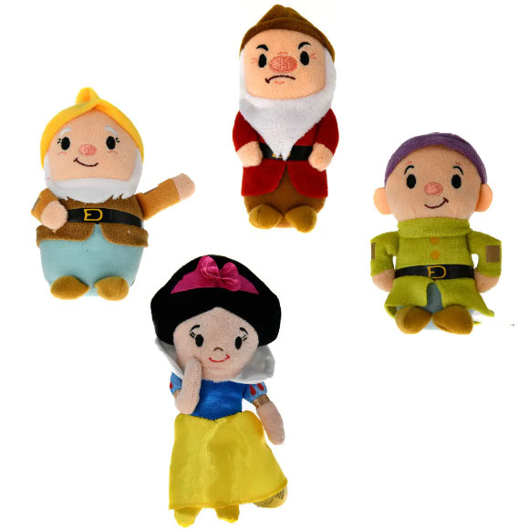 Just Play - Disney Princess Bean Plushes - Snow White - SET OF 4 (Happy, Grumpy, Dopey & Snow White)