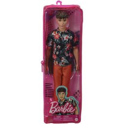 Mattel - Barbie FASHIONISTAS KEN DOLL #184 (Brunette Cropped Hair, Floral Top, Orange Pants) HBV24