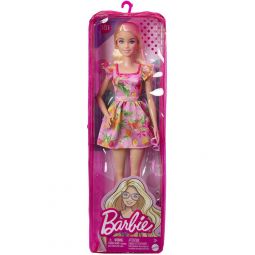 Mattel - Barbie FASHIONISTAS DOLL #181 (Blonde Hair, Fruit Print Dress, Orange Platform Heels) HBV15
