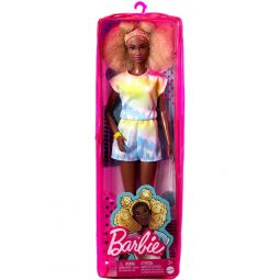 Mattel - Barbie FASHIONISTAS DOLL #180 (Blonde Afro with Side Puffs, Tie-dye Romper & More) HBV14